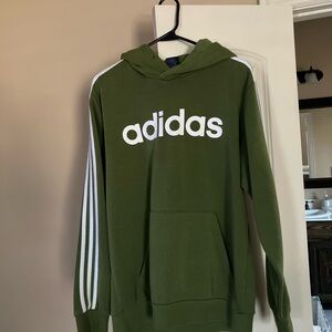Adidas Olive Green Hoodie with White Accents